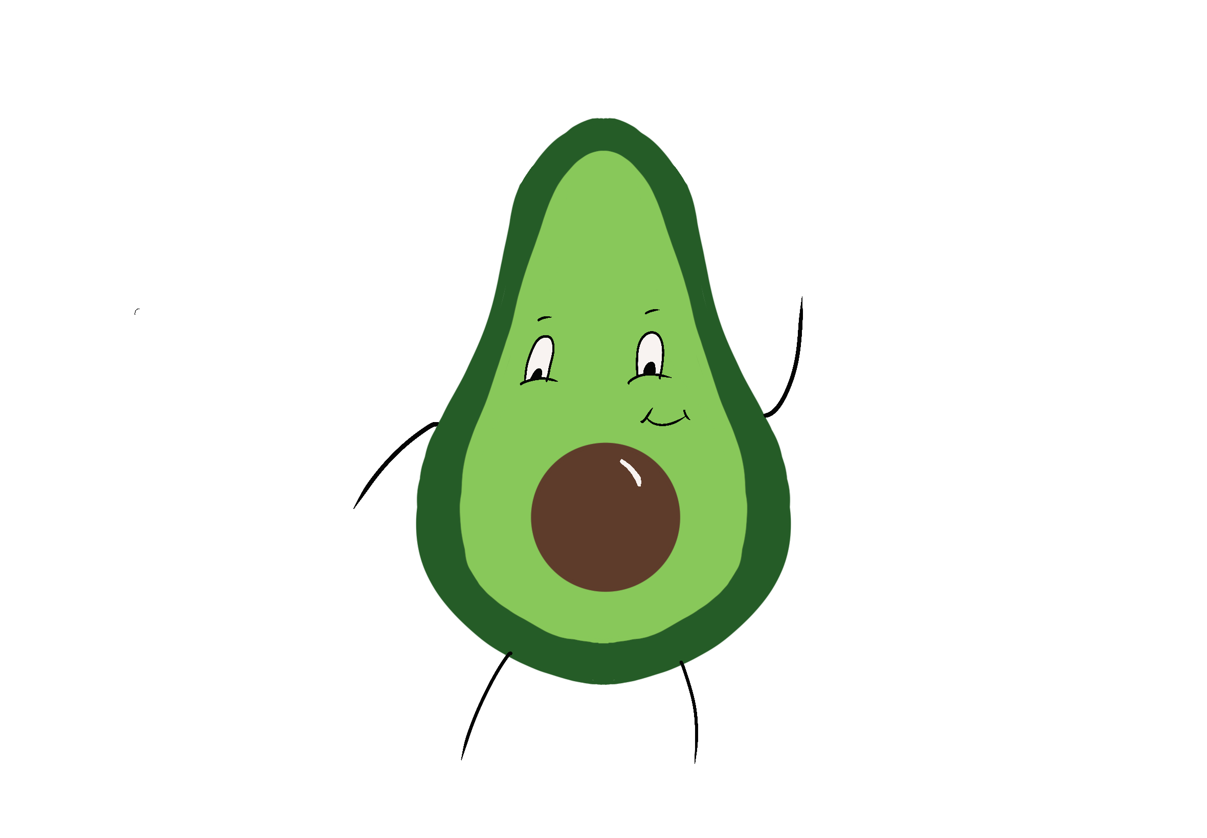 Original hand-drawn smiling avocado character without a hat.